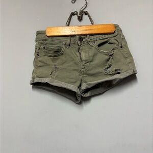 American Rag Green Jean Shorts Distressed Style